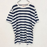 古著 Brooks BROOKS BROTHERS圓領短袖條紋 T 卹，XL 碼