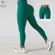 เซ็กซี่ V เอว Ribbed กางเกงโยคะ Gym Leggings ผู้หญิงไม่มี Camel Toe Y-Type Hipline ฟิตเนสกีฬา Leggings กีฬา Tights