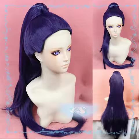 Game OW Widowmaker / Amelie Lacroix 100cm Long Dark Purple With Clip Ponytail Heat Resistent Cosplay