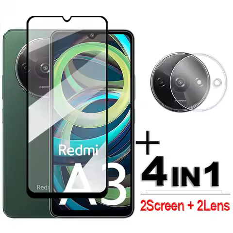 4in1 For Xiaomi Redmi A3 Glass For Redmi A1 A2 Plus A1 A2 A3 Tempered Glass 2.5D Full Cover Screen P