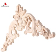 20*20cm Rubber Wood Oak Carved Corner Onlay Applique Cabinet Unpainted