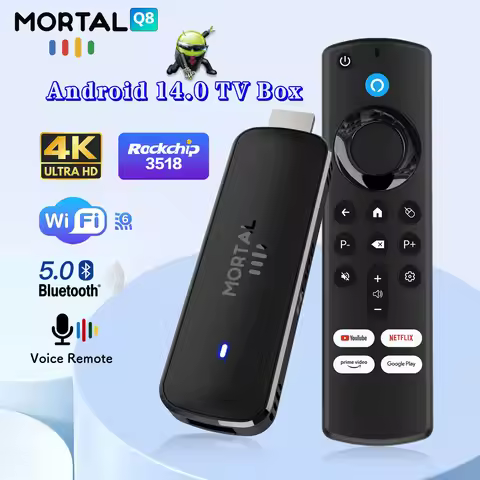 Android TV Stick Mortal Q8 Global Version Voice Remote Android14 8K 4K Video Wifi6 Netflix YouTube F