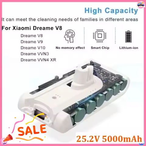 25.2V 5000mAh Battery for Dreame V8 V9 V10 V9P XR VVN3 VVN4 Handheld Cordless Vacuum Cleaner Parts R