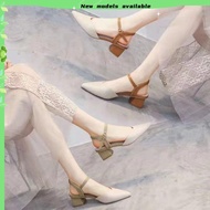 [Hot Sale] Size34-41 Sandal Kulit Lembut Yang Benar-Benar 2023 Tumit Tengah Baru Sepadan Dengan Tumi