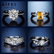 AIFEI JEWELRY 925 Cincin Adjustable Women Diamond Original Ring Fashion Moissanite Perempuan Silver M136