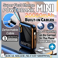 SG READY STOCK 20000mAh Mini PowerBank Fast Charging High Capacity Built-in cables Power Bank Portable Digital Display