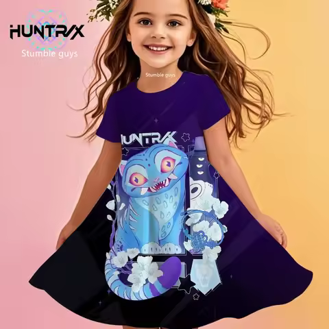 Girls Cartoon Demon Hunters Kpop Dress Summer Kids Anime Cute Princess Beach Outfit Casual Sleepwear