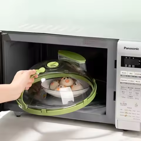 Microwave Food Cover Clear Microwave Splash Guard with Steamer and Handle Fresh-keeping Cover Kitche