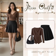 INFINITY - 3in1 Brown Cardigan Black Skirt Outfit Set Korean Look SWEETY SET TC-27