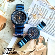 [Original] Balmer 8161G / 5108M Sapphire Blue Stainless Steel Couple Watch