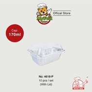 4618-P MyChef Dulang Aluminium dengan Penutup Plastik - 10 Keping/Paket /MyChef Aluminium Foil Tray 