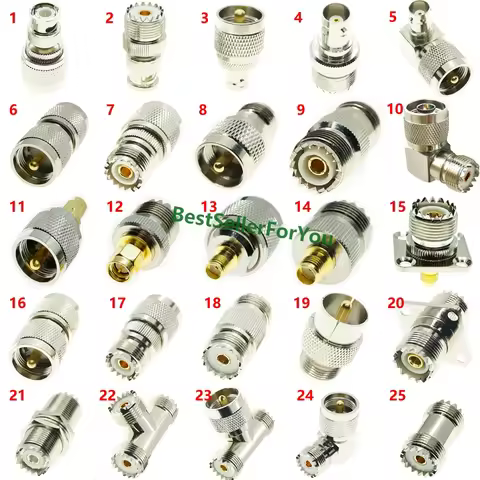 1Piece UHF SO-239 PL-259 TO BNC N SMA UHF SO239 PL259 Male Female RF Connector Adapter Test Converte