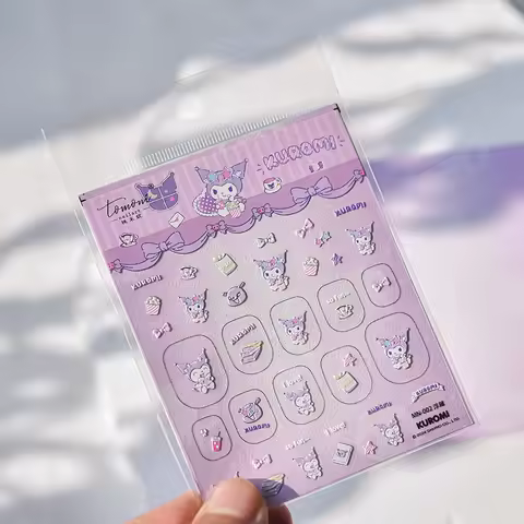 1PCS Sanrio Kuromi Nail Stickers 5D Embossed Lasting Relief Design Waterproof Nail Decals Stylish De