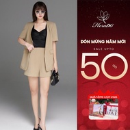 HeraDG women's vest set is designed with a short-sleeved V-neck blazer, mid-rise shorts with pockets