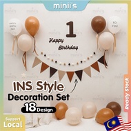 MINIIS PARTY INS 0-9 Number Balloon Brown Number Happy Birthday Banner Birthday Flag Bunting Flag Bi