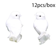 12pcs/Box Burung Merpati Dekorasi Artificial Hiasan Burung Merpati White Dove Burung Dekor