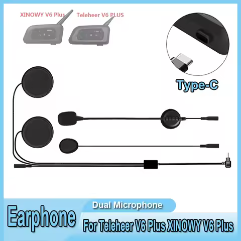 Type-C Earphone Speaker Accessories Dual Mic Only For Teleheer V6 Plus XINOWY V6 Plus Motorcycle Hel