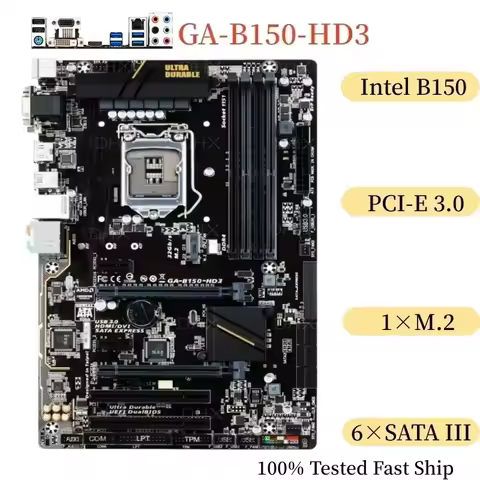 For Gigabyte GA-B150-HD3 Motherboard LGA1151 64GB DDR4 ATX Mainboard 100% Tested Fast Ship