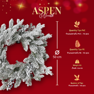 พวงหรีดคริสต์มาส Aspen Snowy - Christmas Wreath | Dia 50 cm.