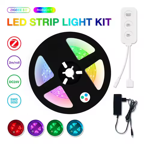 GLEDOPTO ZigBee 3.0 RGBCCT Light Strip Kit DC12V Mini LED Controller With Power Supply Work with Tuy