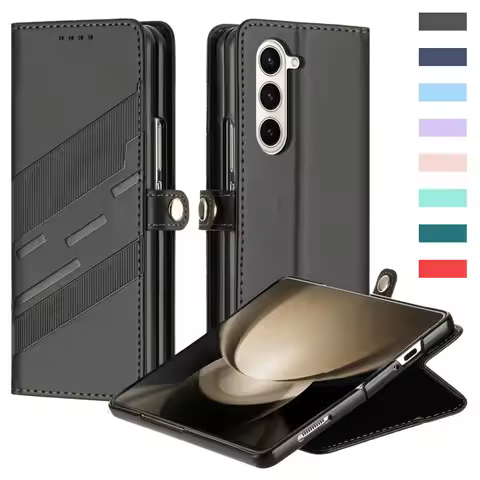 Thin Suede Flip Stand Leather Phone Case for Samsung Galaxy Z Fold 7 5G 6 5 4 3 Fold7 Fold6 Fold5 Fo