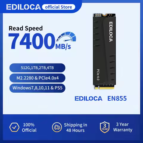 Ediloca EN855 SSD with Heatsink 7400MB/s PCIe Gen4.0 NVMe M.2 Gaming SSD Internal Solid State Drive