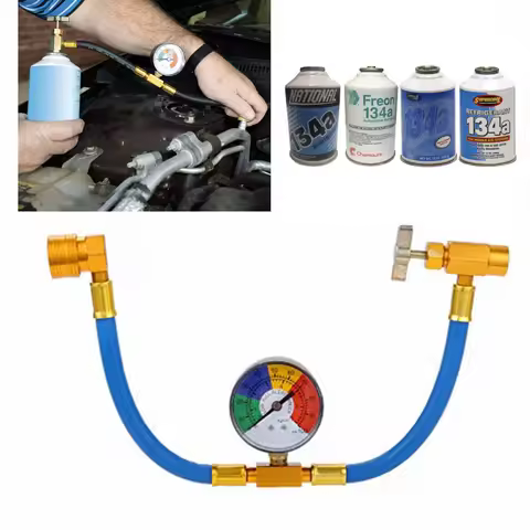 r134a Refrigerant Gas Refill Car Air Conditioning Hose Recharge Gauge 1/2" ACME r134a Refrigerant Ga