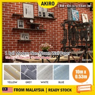 AKIRO 1 Roll 10 Meter 2D Brick Pattern Textured Decoration Home Kitchen Flocking Wallpaper Wall Roll