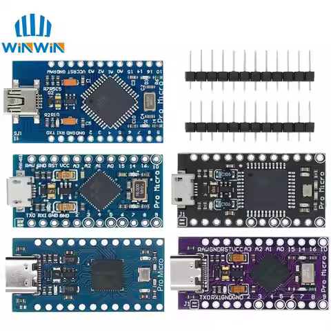 Mini/Type-C/Micro USB Pro Micro ATMEGA32U4 5V/16MHZ module With the bootloader for arduino with 2 ro