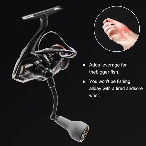 63mm Spinning Handle with TPE Grey Knob 27mm Compatible for Shimano Stradic FL FM Stella Vanford Van