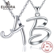 EUDORA Unique 925 Sterling Silver A &B Letter Name Pendant Necklace For Women Man Fashion Personaliz