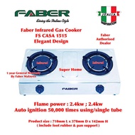 Faber Gas Cooker FS CASA 1515 Stainless Steel Infrared Gas Stove (2 Burners)