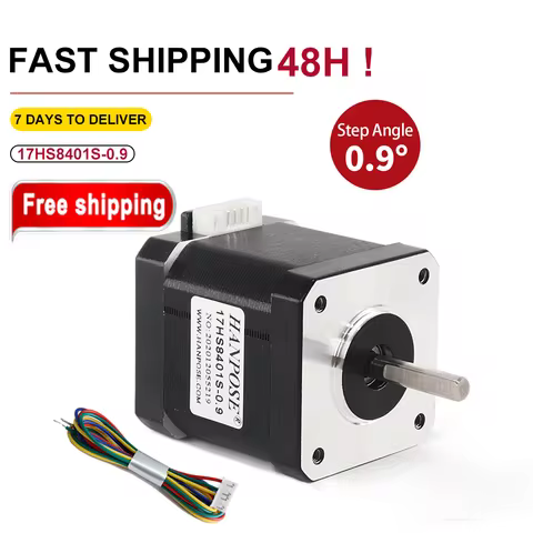 Nema17 Stepper Motor 2-Phase 4-Lead 48mm 78Oz-in 1.8A 52N.CM 17HS8401S-0.9 degree CNC Laser 3D Light