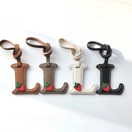 Handcrafted Strawberry Leather Letter Bag Charm - Alphabet Bag Charm & Leather Bag Charm & Strawberr