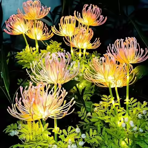Solar Artificial Lycoris Radiata Flower Light String LED Waterproof Garden Ground Plug Lamp for Yard