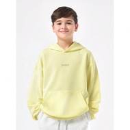 Oversized Streetwear Urban Essentials Kids Hoodie Pastel Yellow Casual Sweatshirt Centre Pocket Stre