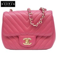 香奈兒 23 號 A35200 粉紅色 V 型縫線羊皮 G-Metal 迷你絎縫包 17