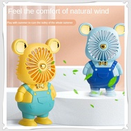 Desktop Fan Table Fan Portable Geas Adjustable Fan Little Bear With Night Light Usb Rechargeable Outdoor Library YO