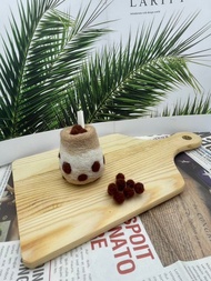 台灣之光 珍珠奶茶羊毛氈鑰匙圈 布丁瓶造型