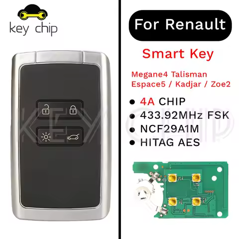 4A CHIP 433.92Mhz For Renault Clio5 Zoe2 Koleos2 Captur2 Scenic4 2016 2017 2018 2019 2020 2021 NCF29
