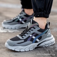 New Safety Shoes Men Plastic Toe Cap Anti-smashing Anti-piercing light weight Reflective in Grey D8H