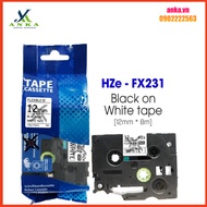Hze-fx231 Printing Label (TZe-FX231, TZ2-FX231), 12mm X 8m, Black Letters On White Background