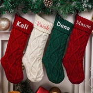 3 Pcs Personalized Christmas Stockings with Custom Name - 18inch Knitted Xmas Stocking for Kids and
