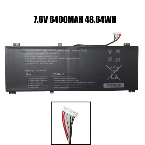 Laptop Battery Model U4382120PV-2S1P 7.6V 6400MAH 48.64WH 8 PIN 8 Cable New