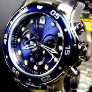 台灣保固英威塔Invicta 0070 Pro Diver潛水錶石英錶日本VD53機芯男士錶不鏽鋼男錶手錶銀色錶帶藍色