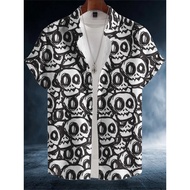 2024 Summer New 3G Skull Print Casual Shirt Men Outdoor Daily Men's Shirts Urban Street Fashion Men'