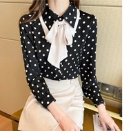 Blouse Wanita Tie Inspired Long Sleeve Top - 66407 CNS