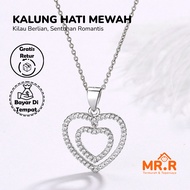 Charming Diamond Accent Fashion Necklace Luxury Heart Necklace Layered Diamond Heart Necklace Double
