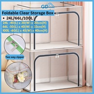 24L/66L/100L Extra Large Storage Box Foldable Oxford Box Steel Frame Detachable Storage Box Clothes 