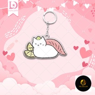 Cute tuna sushi white cat keychain